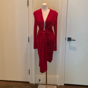 MISHA COLLECTION Bold Red Cowl Neck Mini Dress